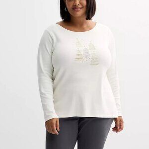 Croft & Barrow Holiday Cotton Tee 3X